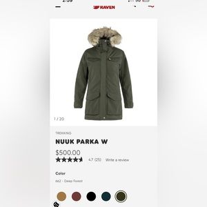 Fjall Raven women’s Nuuk Parka coat deep forest size medium new without tags